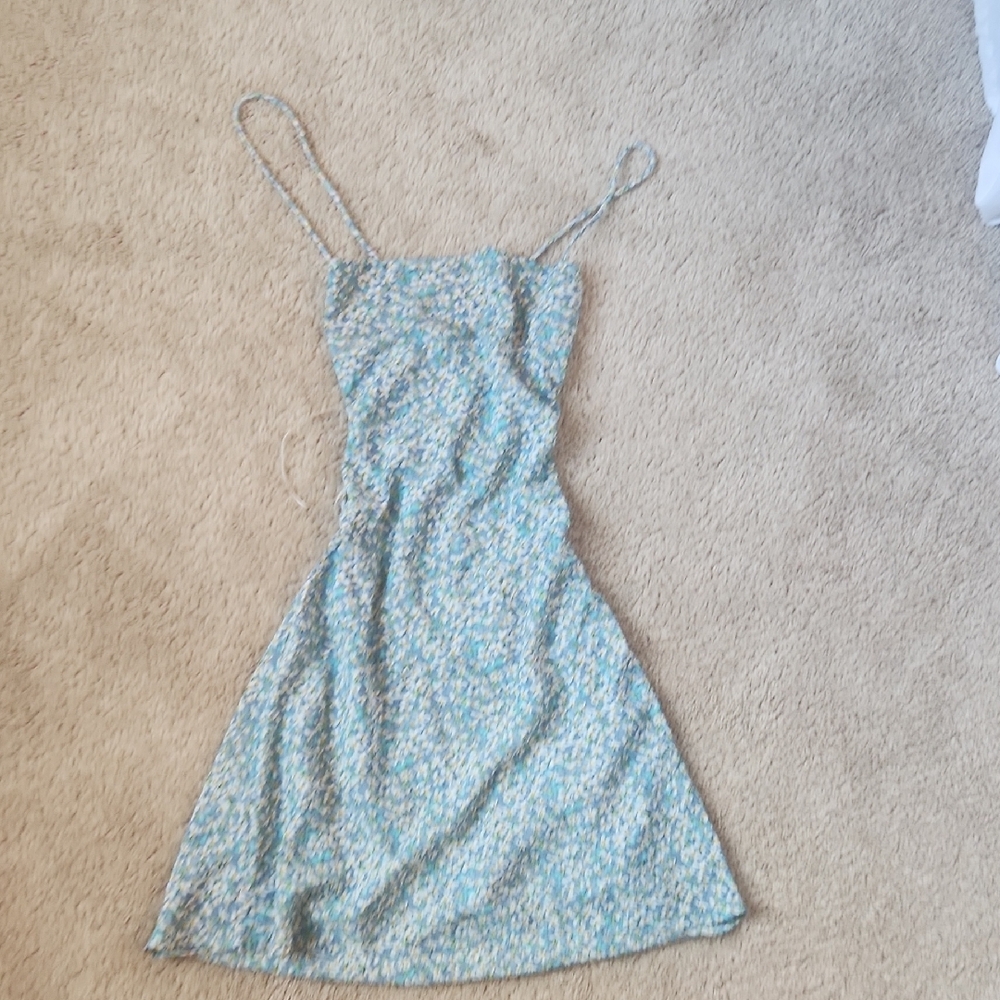 Hello Molly Vibe Check Blue White Print Dress, Size US 4